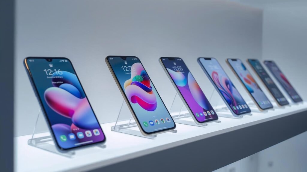 varios-celulares-reais-modernos-da-atualidade-2025-juntos-em-uma-vitrine-1024x573 Melhores Celulares para Jogar em 2025: Guia Completo